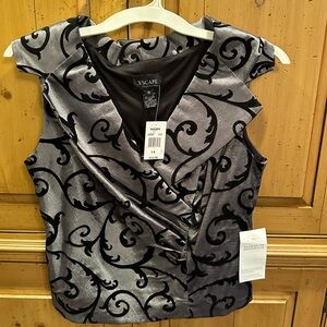 XScape by Joanna Chen silver and black blouse